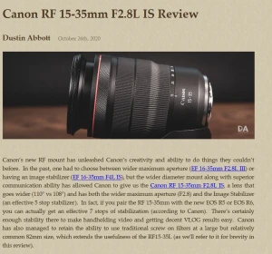キヤノン「RF15-35mm F2.8L IS USM」優れた光学性能だが周辺減光には注意が必要