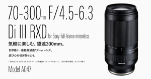 70-300mm F/4.5-6.3 Di III RXD (Model A047) image